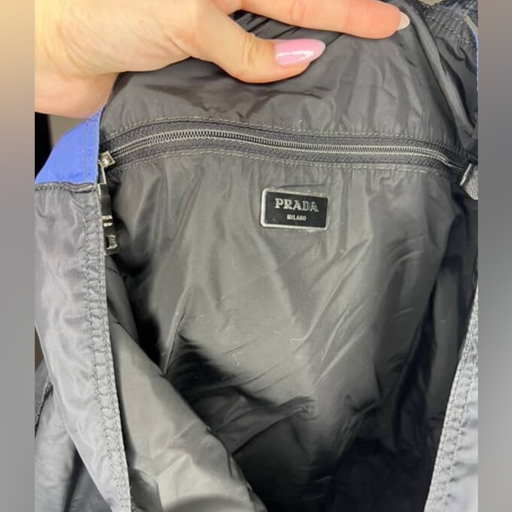 Prada Tessuto Nylon Colorblock Tote Bag – Blue, Gray & Black - Picture 3 of 4